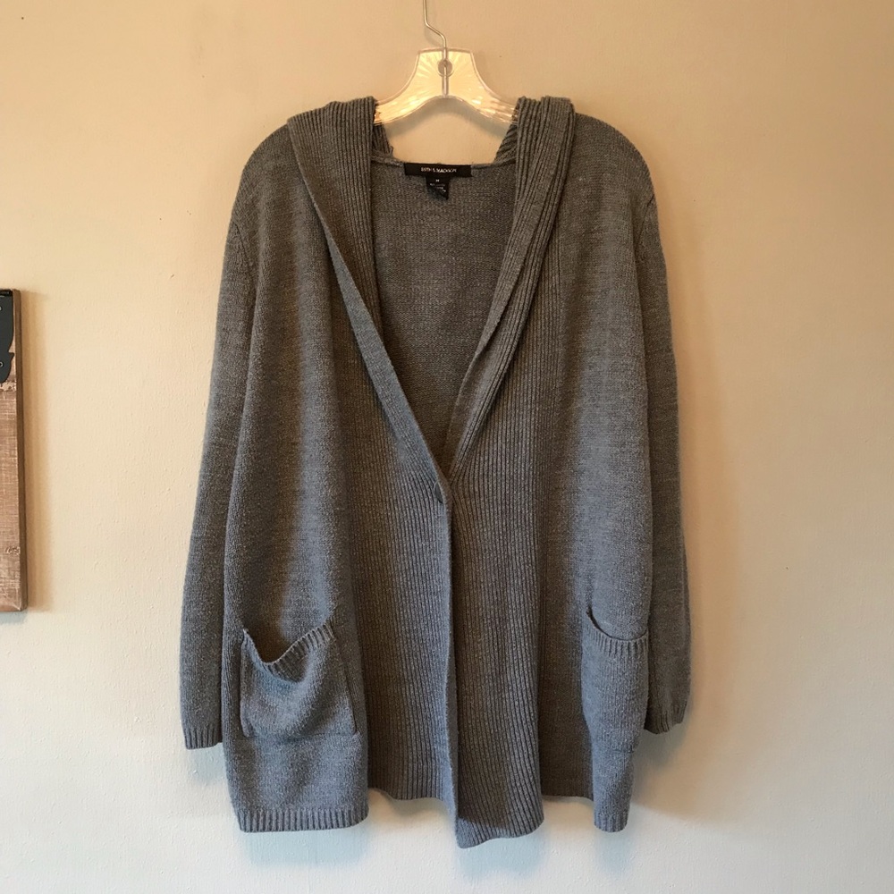 Slouchy Grey Hooded Cardigan